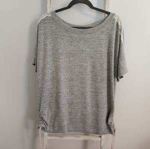 Simply Cacique 18/20 lace shoulder detail cinched tie side loungewear PJ top